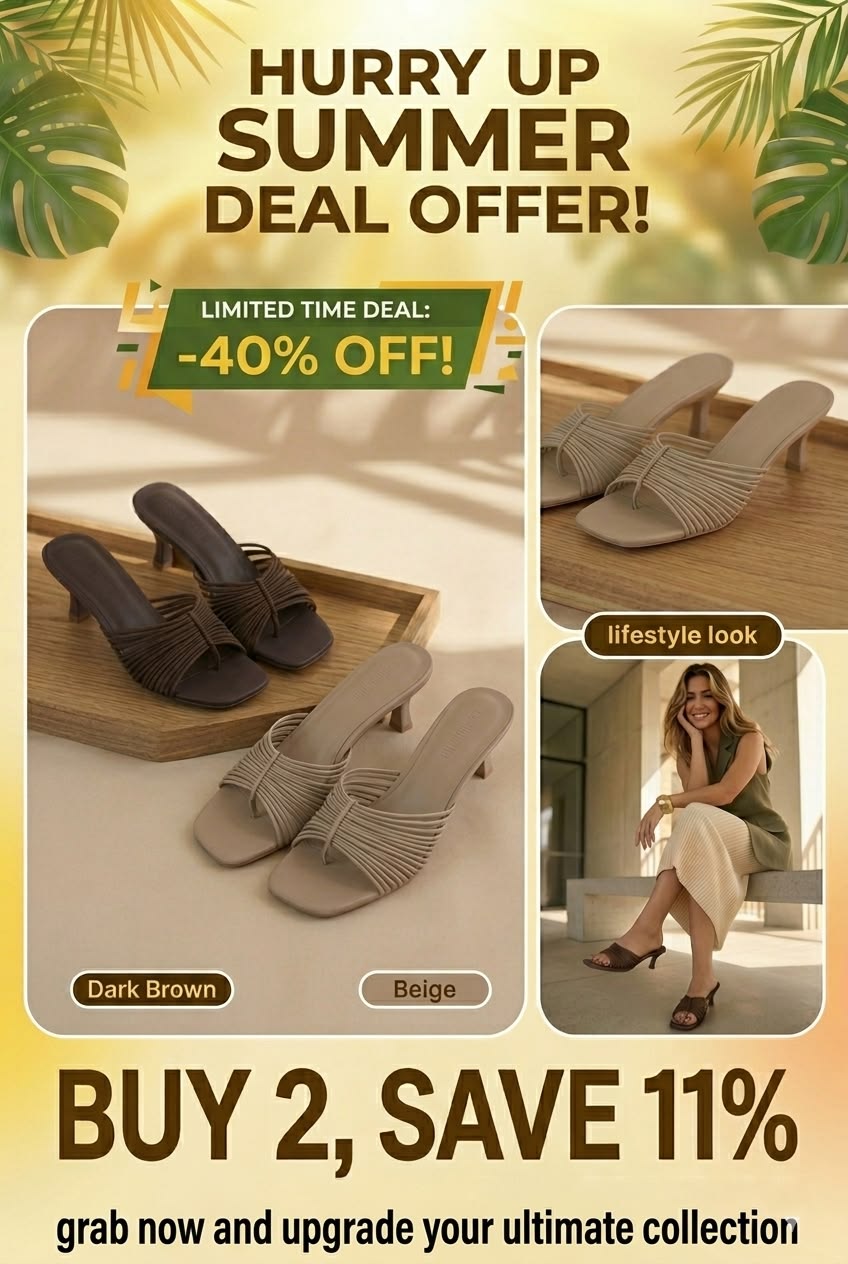 "Hurry Up Summer Sale! 40% OFF Comfortable Heels: Buy 2, Save 11% :Upgrade Your Ultimate Collection"