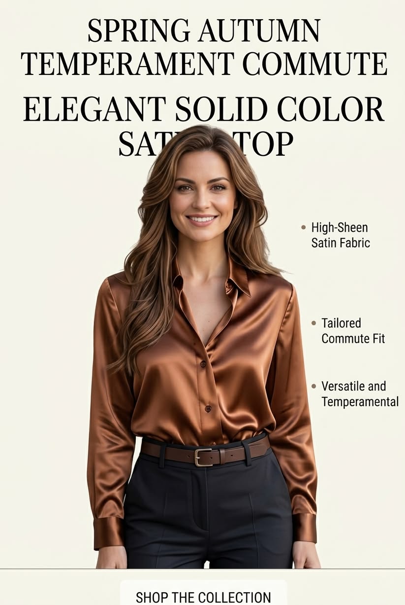 Women's Spring Autumn Temperament Commute Elegant Solid Color Satin Top