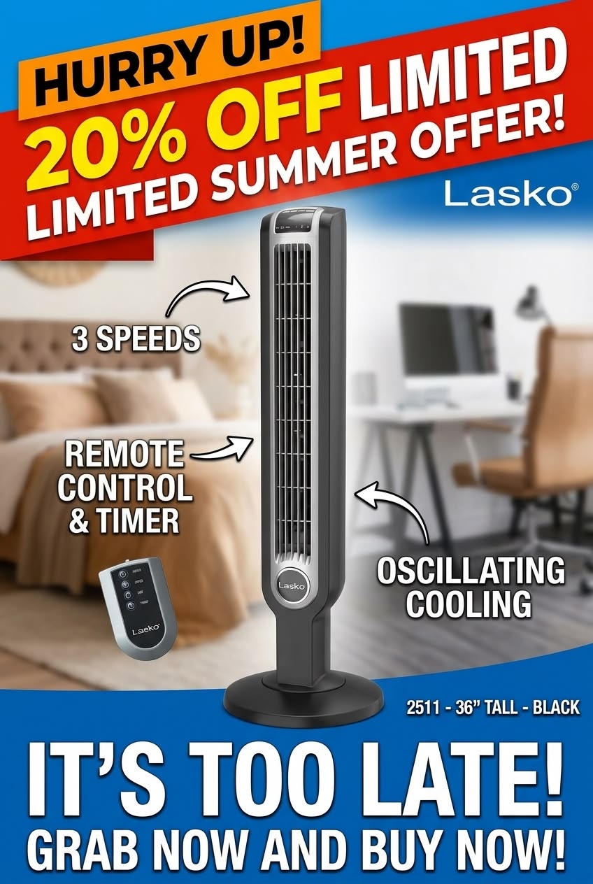 ⚡ HURRY UP! 20% OFF Lasko Quiet Oscillating Tower Fan with Remote 🌬️