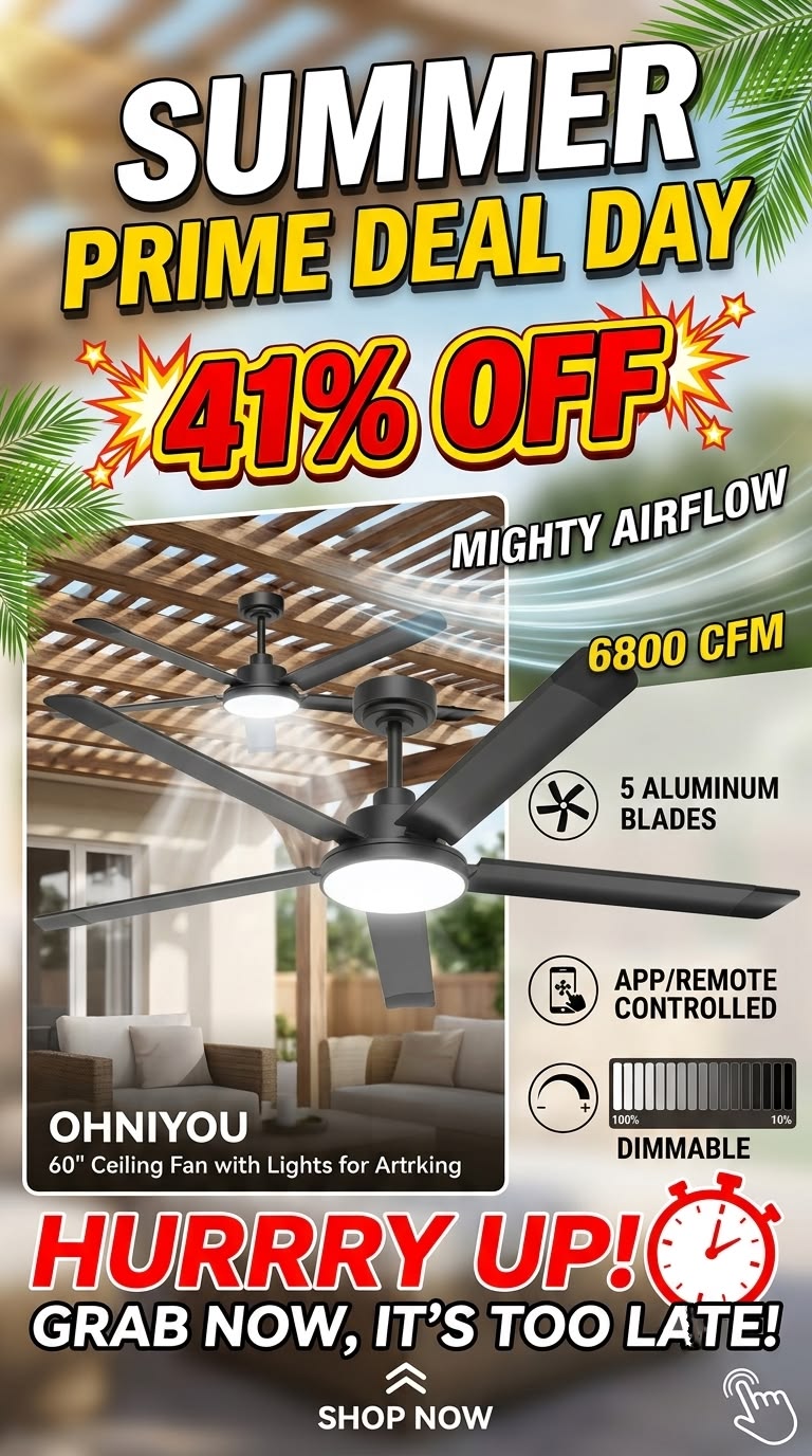 Hurry! Grab This 60" Industrial Ceiling Fan for 41% Off – Summer Prime Deal!