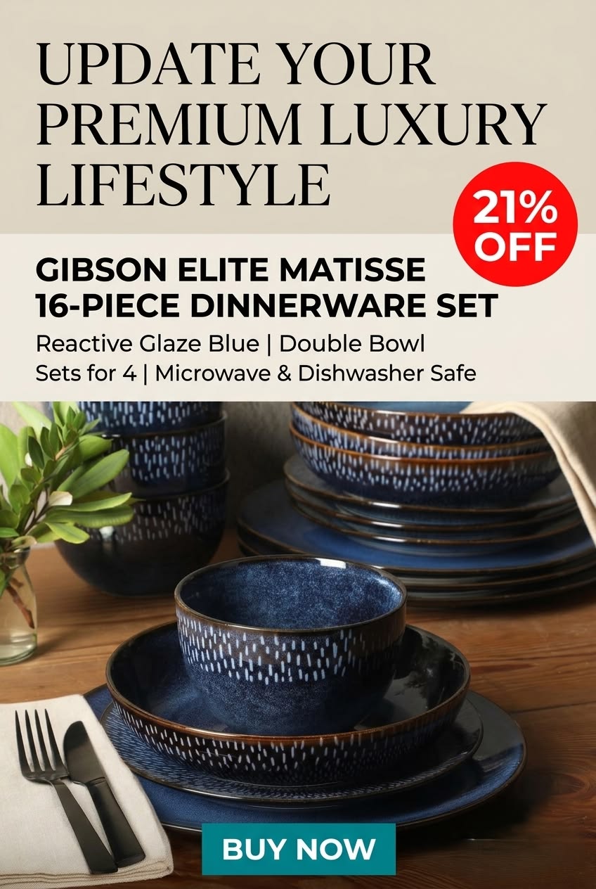 ✨ Upgrade Your Dining: Gibson Elite Matisse 16-Piece Set (21% OFF) 🍽️