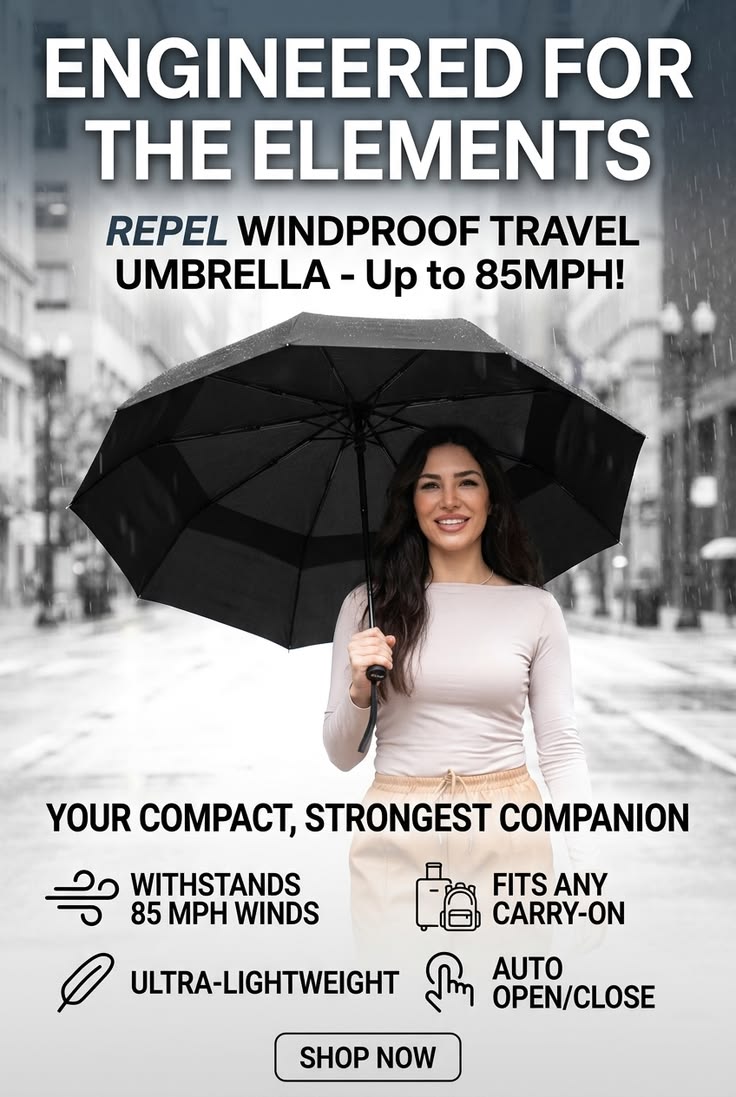 Storm-Tested & Travel-Ready: The Only 85 MPH Windproof Umbrella.