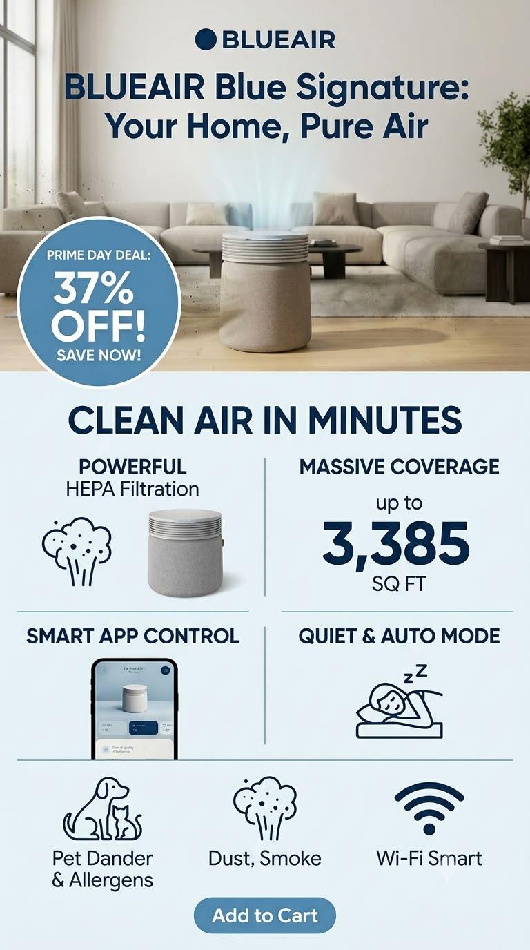 PRIME DEAL: 37% OFF the Powerful Blueair Blue Signature Air Purifier!