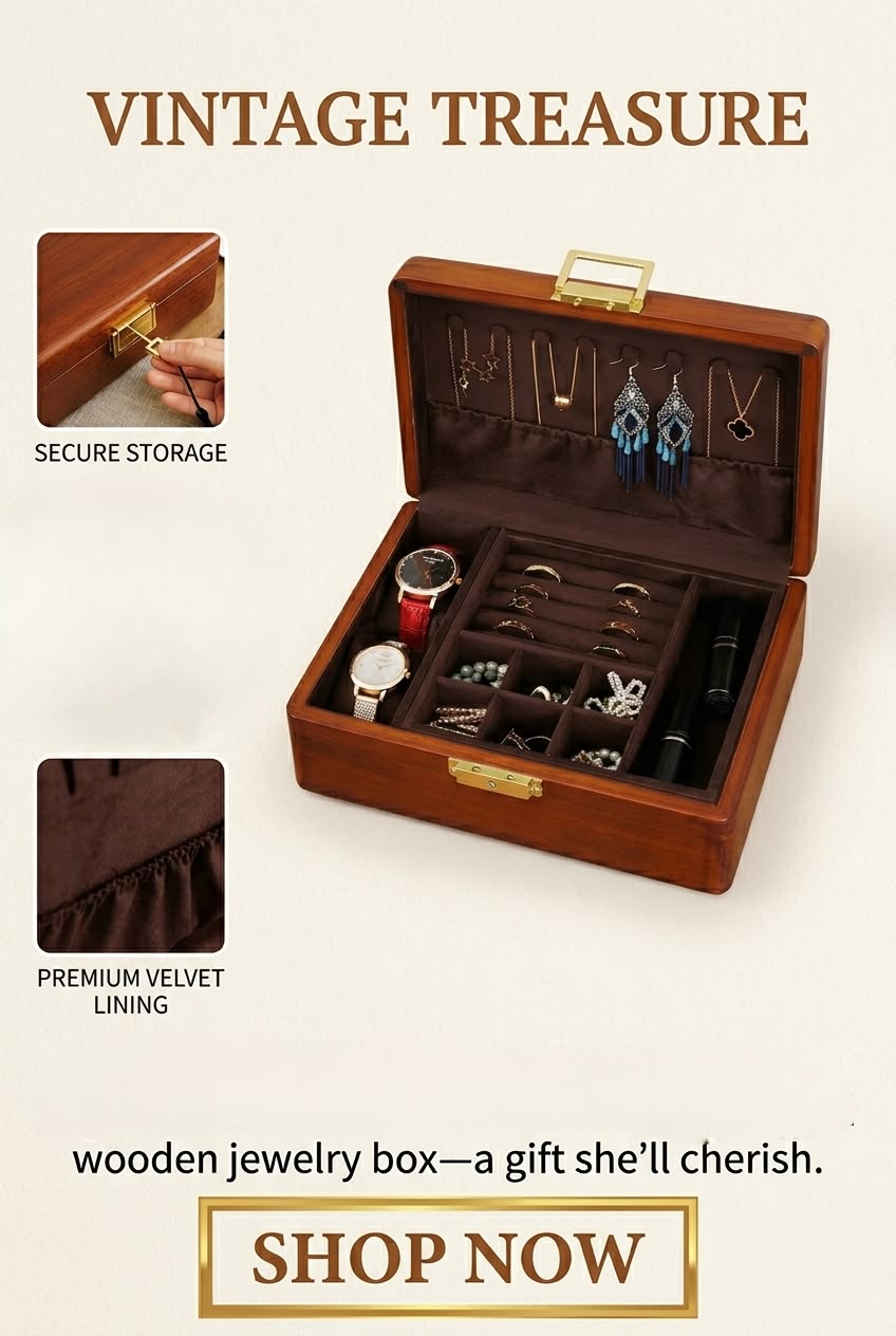Keep Your Premium Treasures Safe: Vintage Solid Wood Jewelry Organizer ✨💍🎁