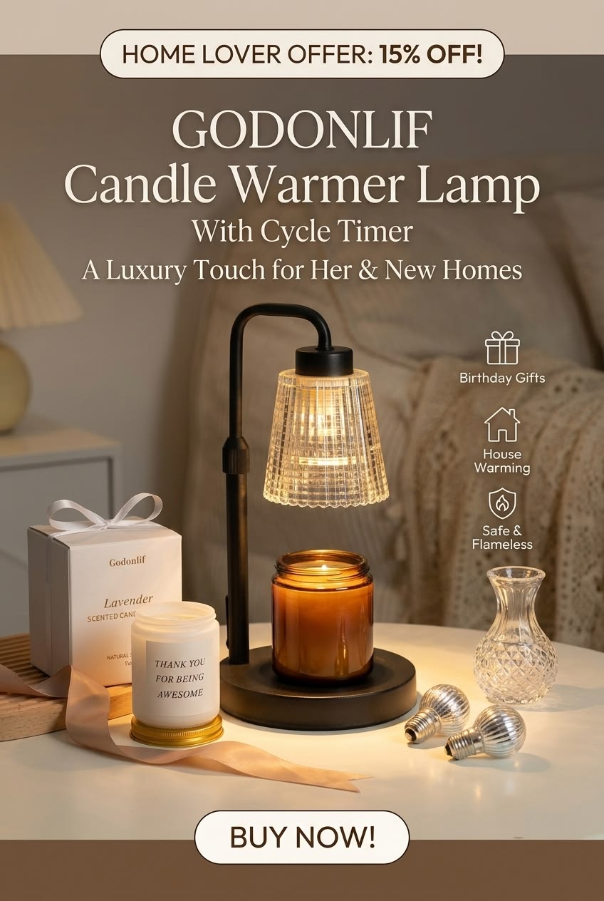 Elevate your sanctuary with GODONLIF Candle Warmer Lamp—the ultimate , luxury, and ambiance. 🕯️✨